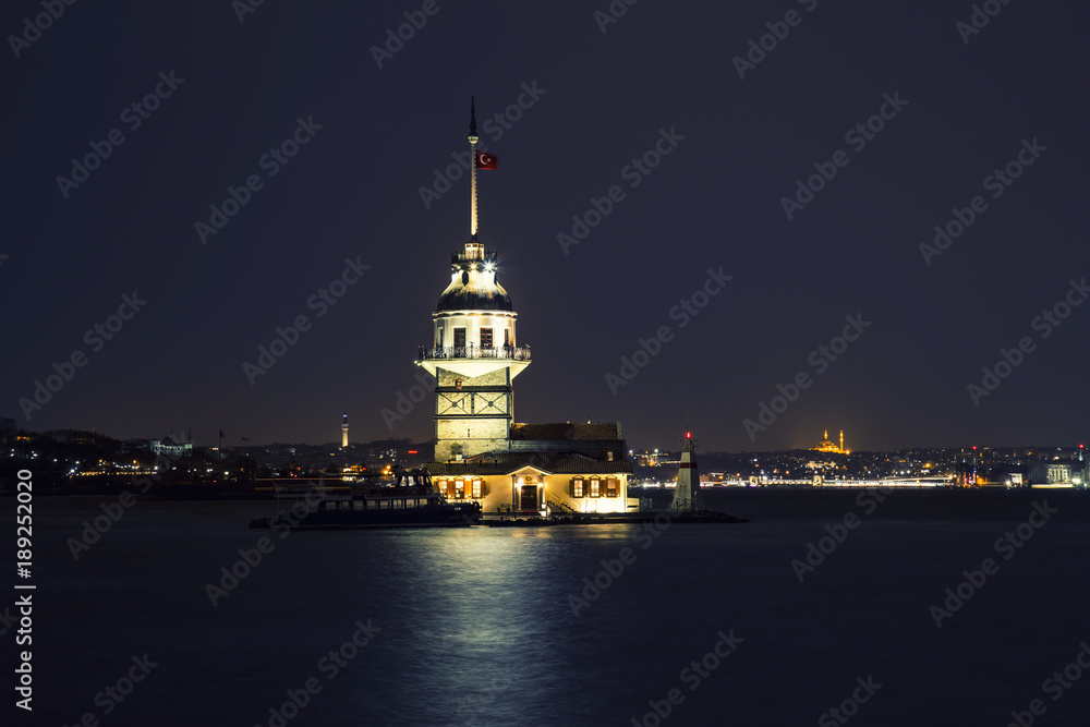 Night view from Maiden tower long exposed shot with distinctive color Night view from Maiden tower long exposed shot with distinctive color