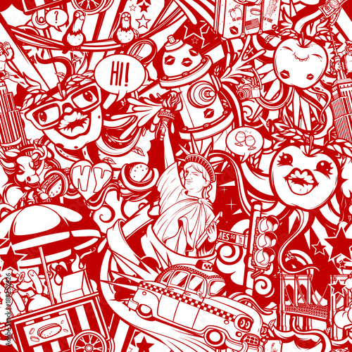 Seamless New York red-white pattern