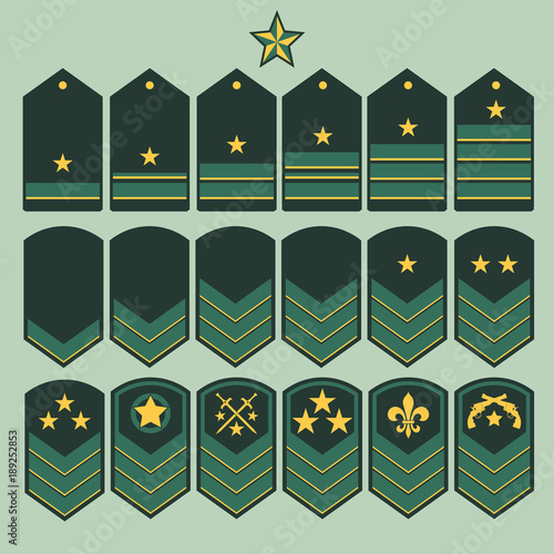 Military ranks set, Army Patches. Vector