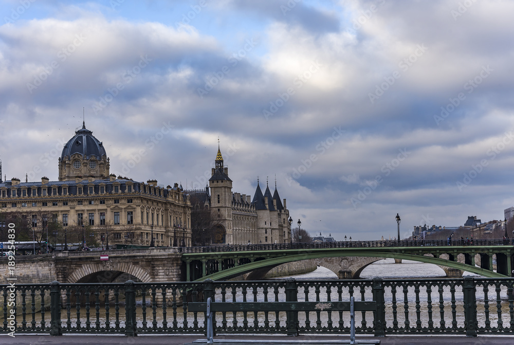 On the bridge of the river Seine. in Paris. river Seine Paris