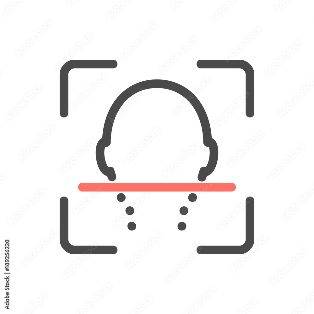 Facial identify isolated vector icon. Scanning face logo. Facial identify isolated vector icon. Scanning face logo.