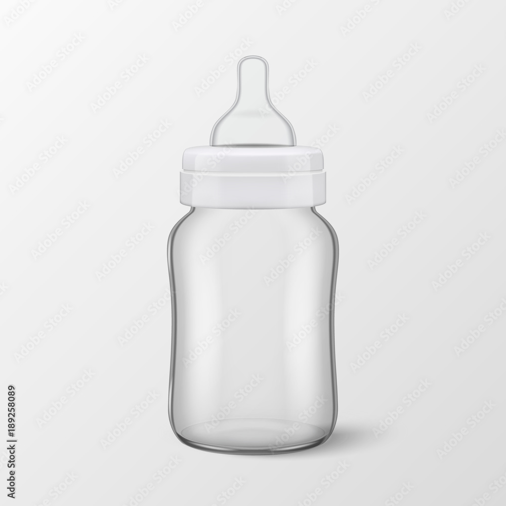 Vector realistic blank baby bottle icon closeup isolated on ...
