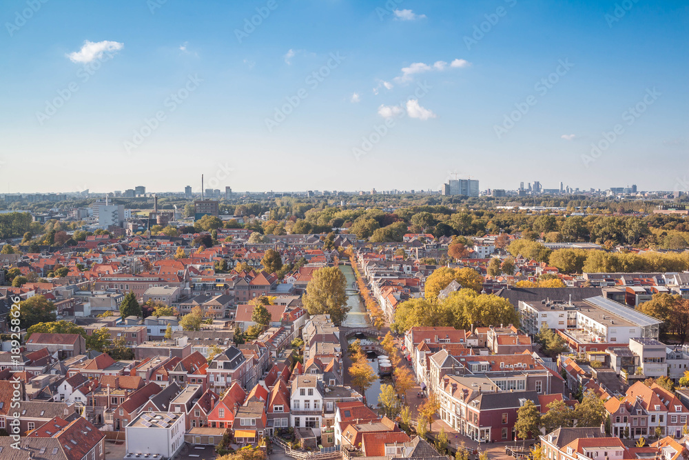 Royal city Delft aerial view