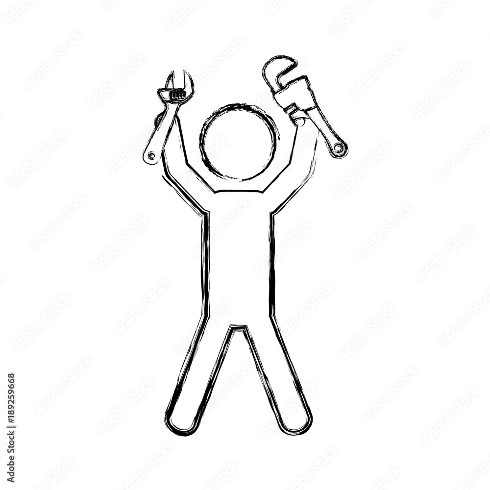 Worker with wrench pictogram Worker with wrench pictogram