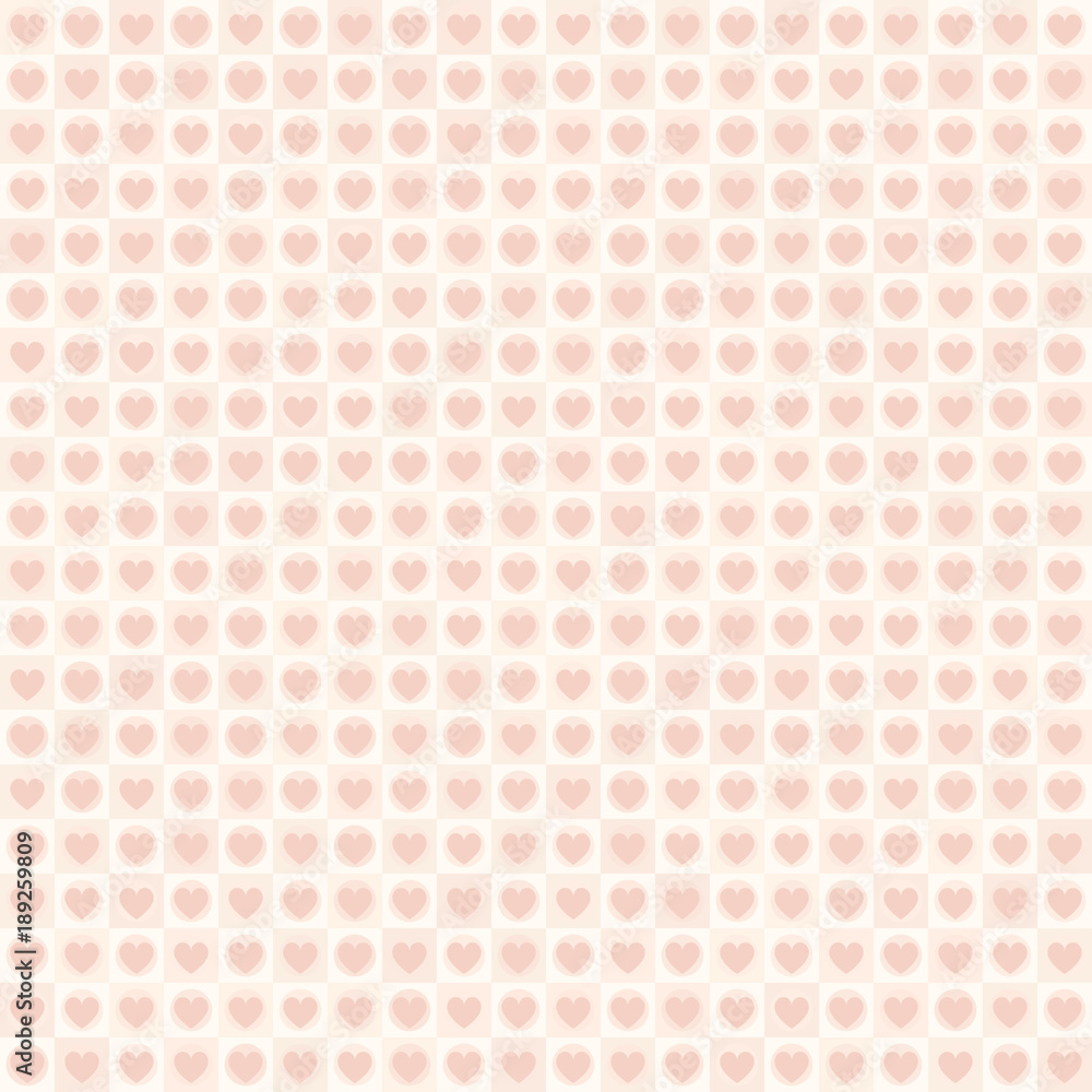 Rose heart pattern with dots and squares. Seamless vector