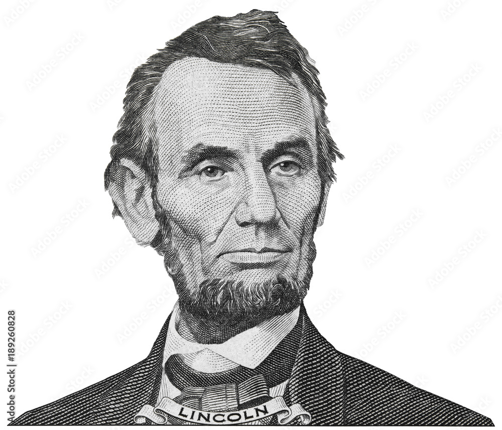 Photo & Art Print President Abraham Abe Lincoln face portrait on 5 ...