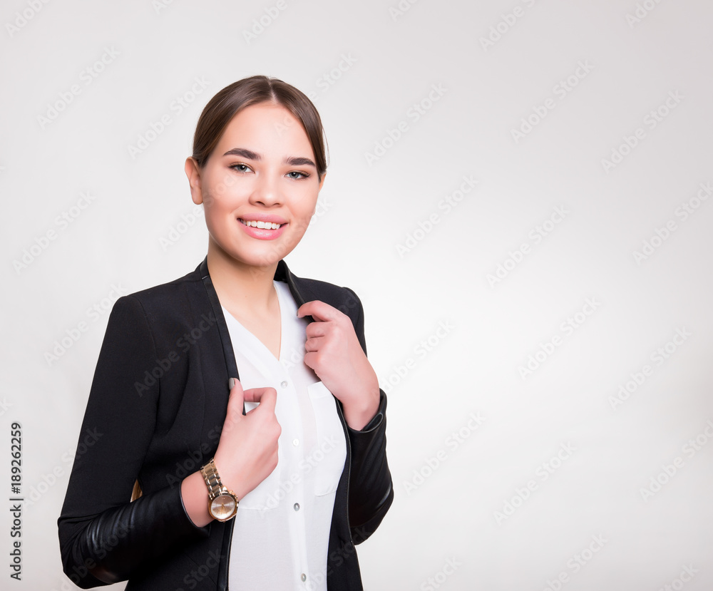 beautiful young woman with long hair wearing wrist watch beautiful young woman with long hair wearing wrist watch