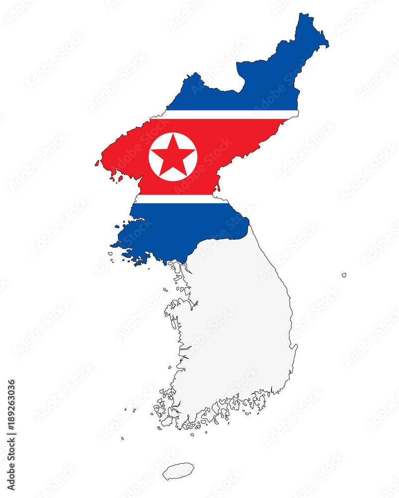 北朝鮮地図と国旗 Stock Illustration Adobe Stock