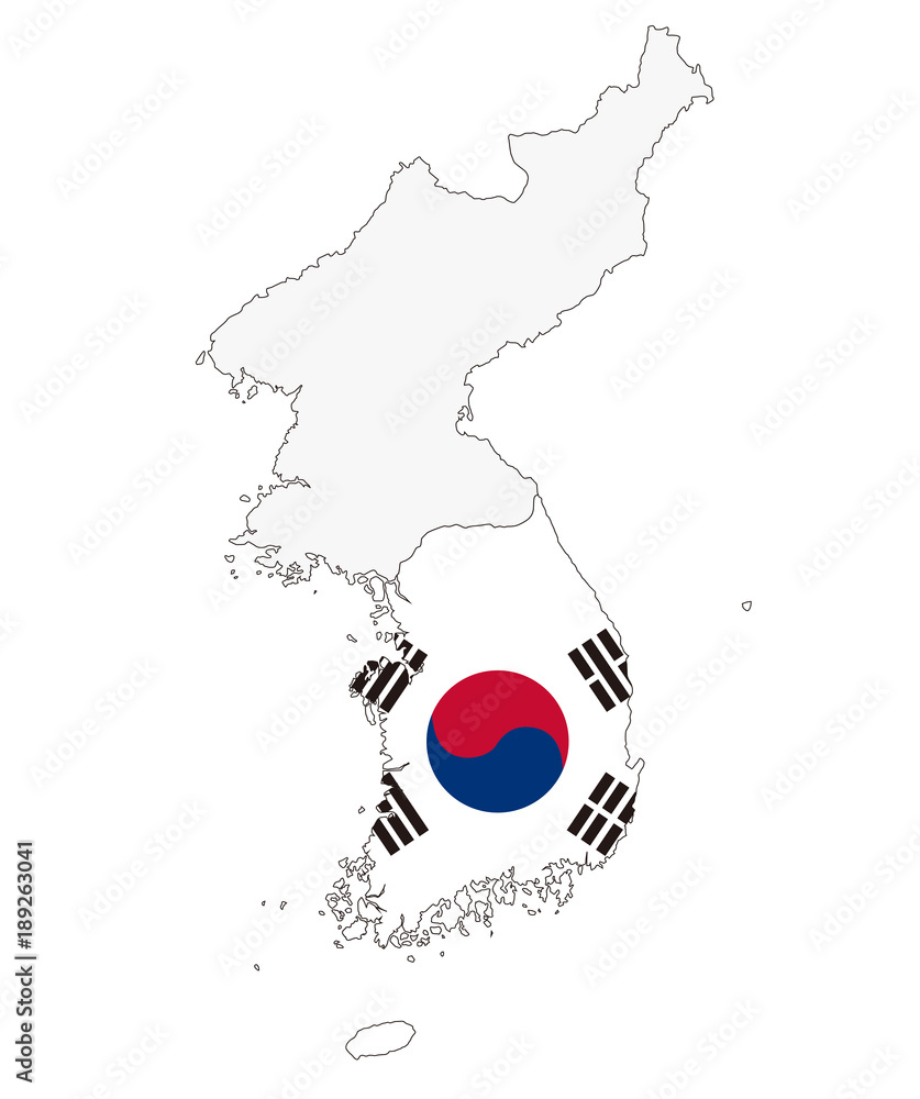 韓国地図と国旗 Stock イラスト Adobe Stock