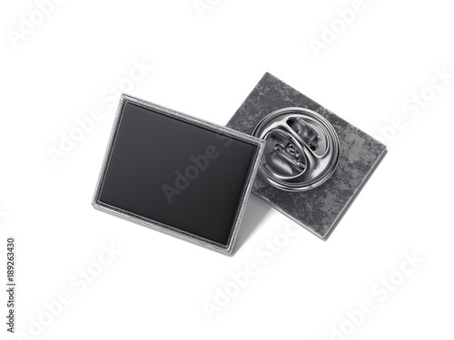 Obraz na plátně Square lapel pin with black blank face. 3d rendering