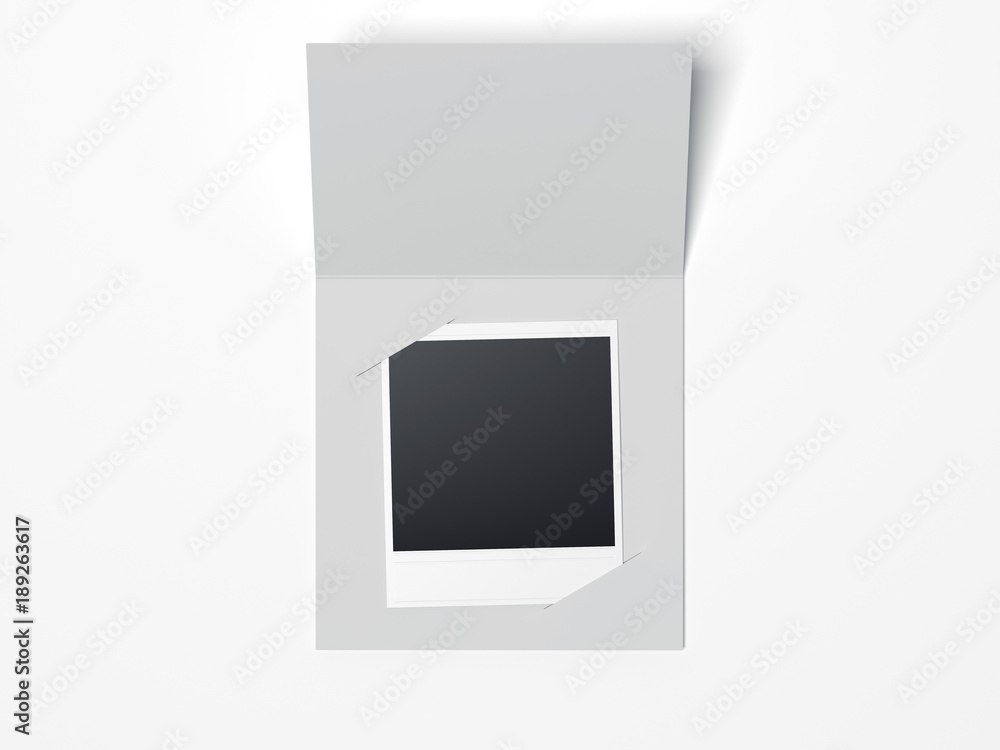 Gray leaflet with photo inside. 3d rendering Gray leaflet with photo inside. 3d rendering