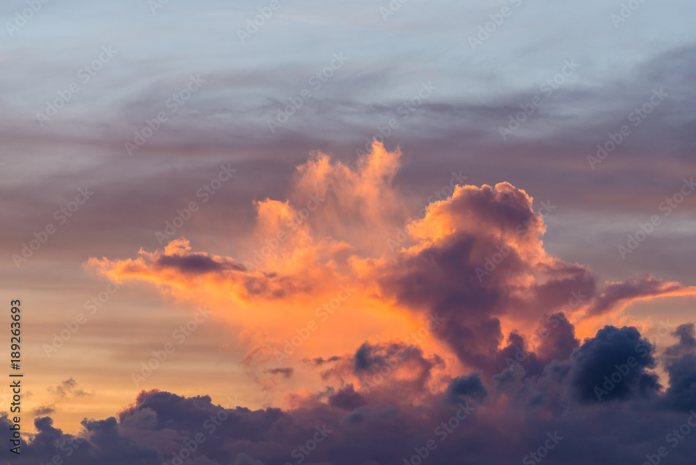 Orange clouds in sunrise