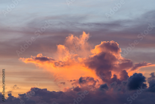 Orange clouds in sunrise
