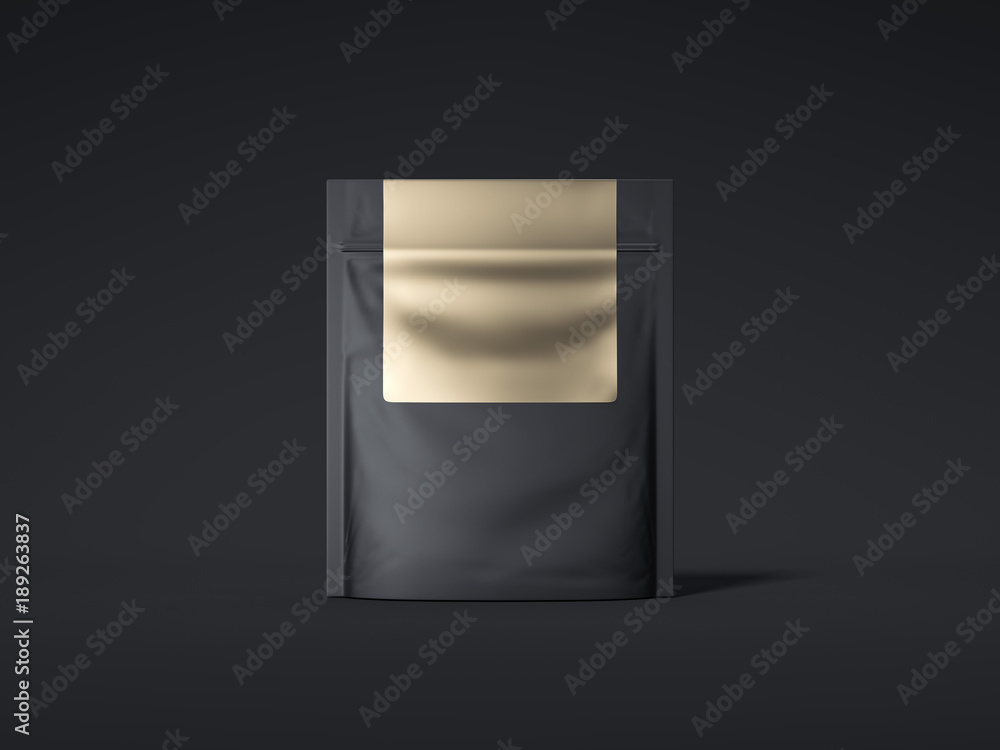 Black zipper bag with golden label. 3d rendering Black zipper bag with golden label. 3d rendering