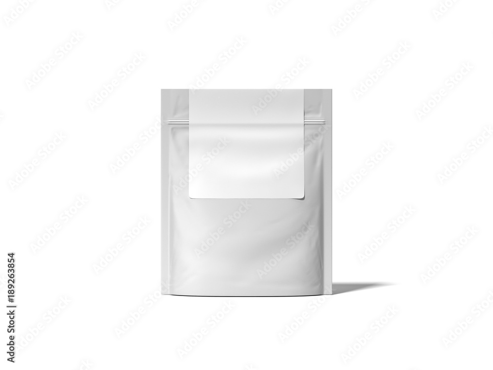 White zipper bag with blank label. 3d rendering White zipper bag with blank label. 3d rendering