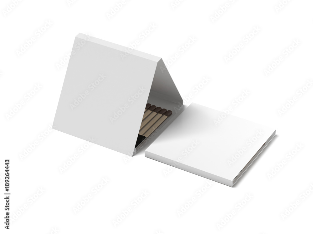 White opened matchbox. 3d rendering White opened matchbox. 3d rendering