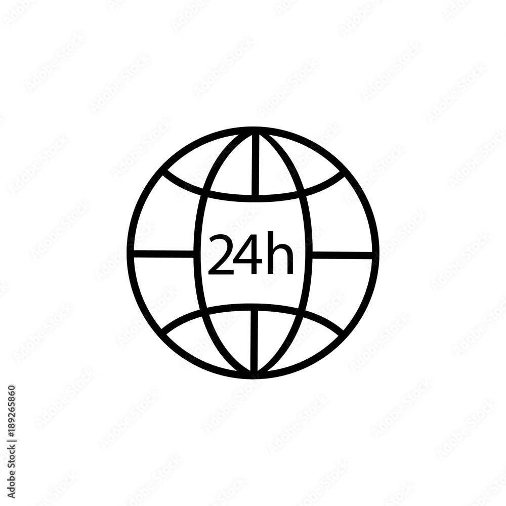 24 hours and globe outline icon. Element for mobile concept and web apps. Thin line vector icon for website design and development, app development. Premium icon 24 hours and globe outline icon. Element for mobile concept and web apps. Thin line vector icon for website design and development, app development. Premium icon
