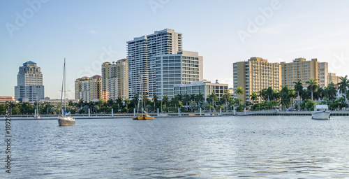 View of the West Palm Beach downtown from the intracoastal waterway photo