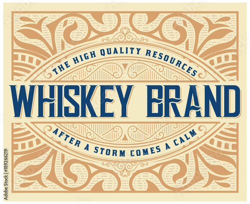Whiskey label with old frames. Vector layered
