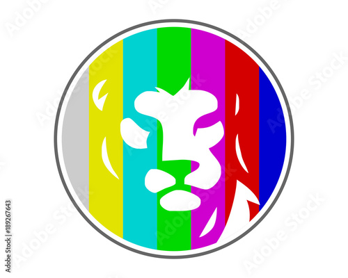 Fototapeta Naklejka Na Ścianę i Meble -  lion leo tv channel face head image vector icon logo