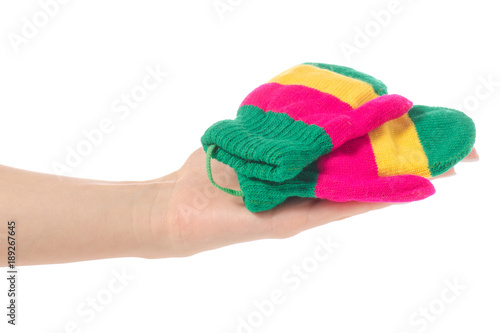 Mittens baby color in hand