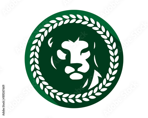 Fototapeta Naklejka Na Ścianę i Meble -  circle green lion leo image vector icon logo