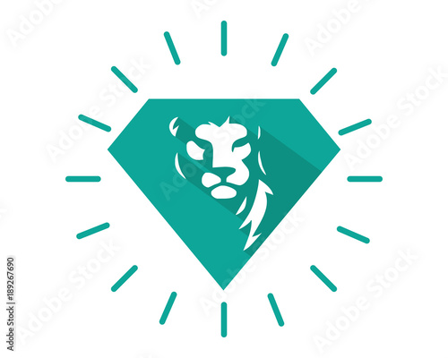 Fototapeta Naklejka Na Ścianę i Meble -  gems diamond lion leo silhouette image vector icon