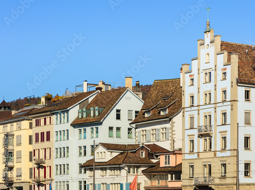 Buildings of the historic center of the city of Zurich, Switzerland