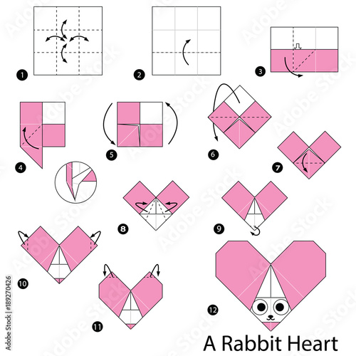 step by step instructions how to make origami A Rabbit Heart