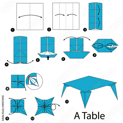step by step instructions how to make origami A Table
