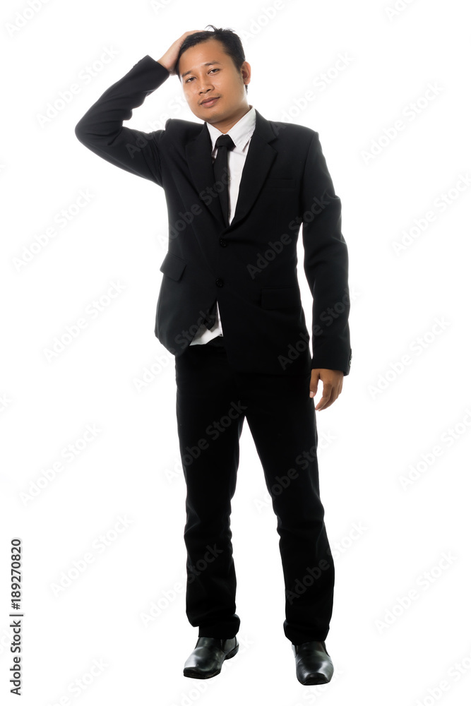 Portrait of a business man is relaxing. Isolated on white background Portrait of a business man is relaxing. Isolated on white background