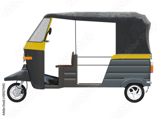 autorickshaw or tuk tuk or mototaxi black side view photo