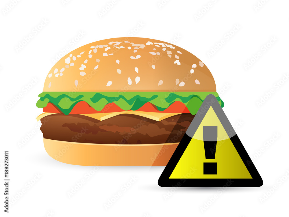 burger warning sign concept illustration