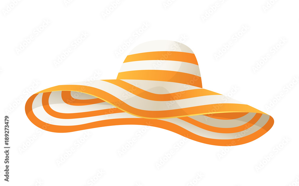 Beach sun protaction hat. Female beach hat, isolated vector