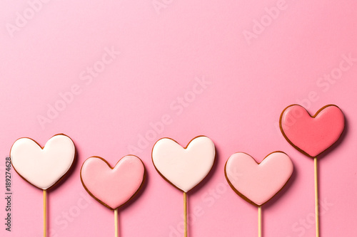 Background with gingerbread hearts with space for your text