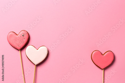 Background with gingerbread hearts with space for your text