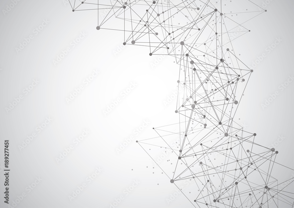 Abstract Polygonal Space Background with Connecting Dots and Lines. Vector Illustration