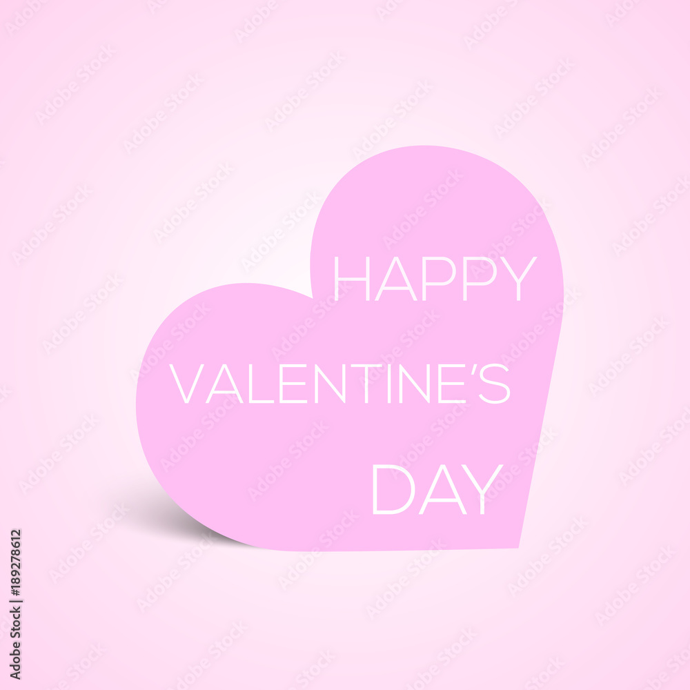 Valentine's greeting card with pink paper heart on pink background. Vector Valentine's greeting card with pink paper heart on pink background. Vector