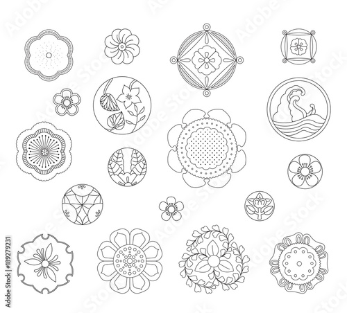 Asian traditional design, Print art symbol of asia. vector illustration