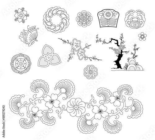 Asian traditional design, Print art symbol of asia. vector illustration