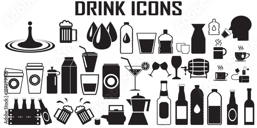 drink icons set vector mono symbol.