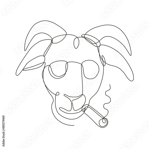 Billy Goat Wearing Sunglasses Cigar Continuous Line