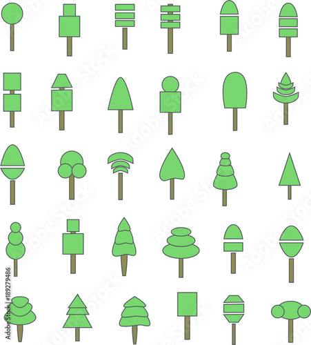 green geometric tree set