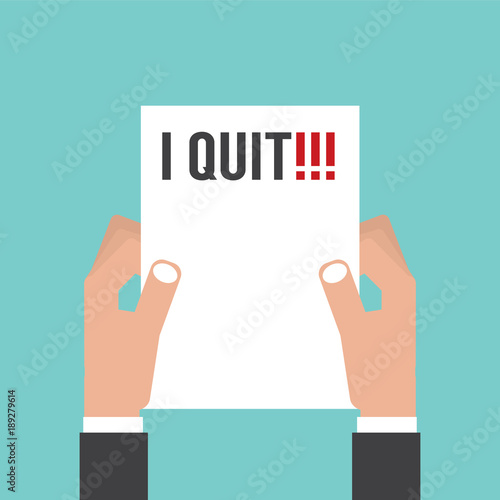 Hand Holding Envelope With Text I Quit Job. Resignation Letter Concept Vector Illustration