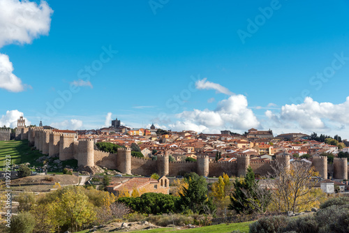 View of Avila in Spain with the famous surrounding city wall photo
