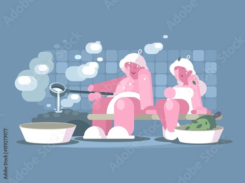 Man and woman relaxing in sauna