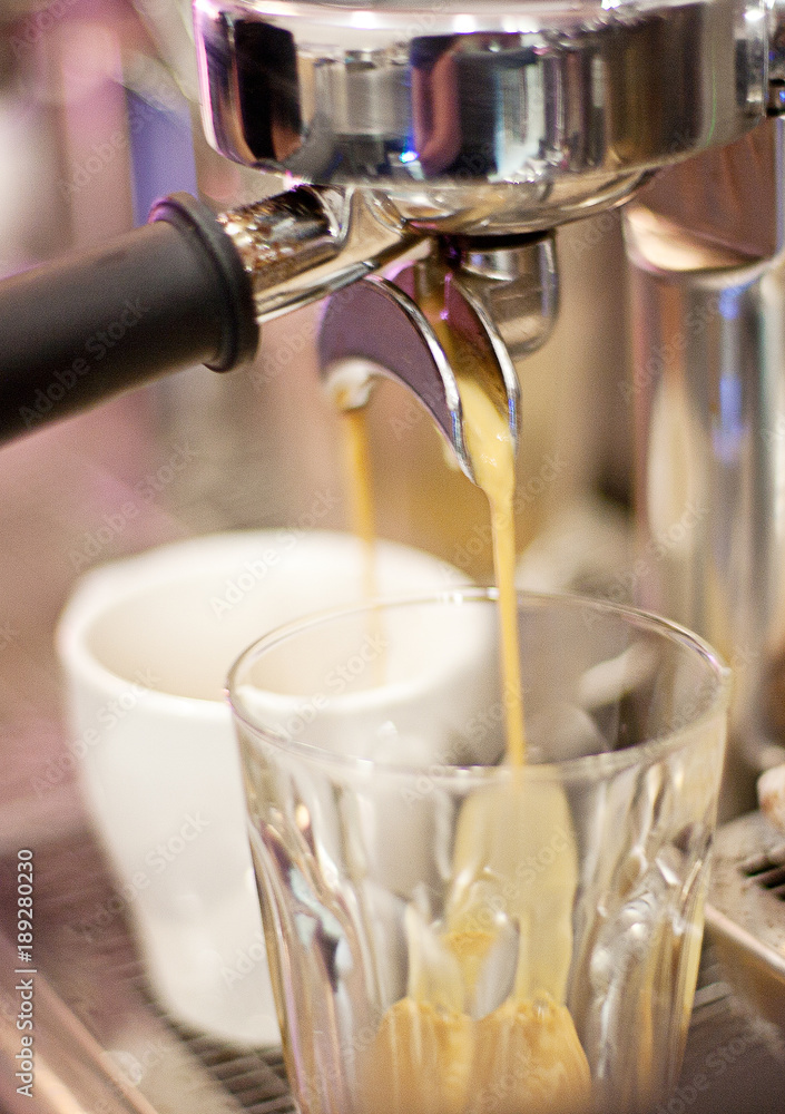 Close up detail of a coffee machine Close up detail of a coffee machine
