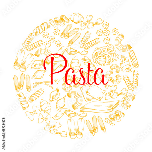Italian pasta vector poster for restaurant