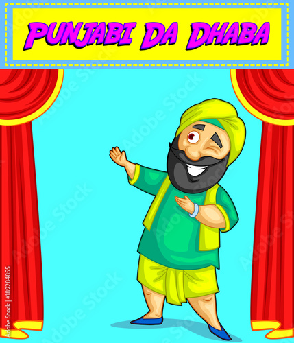 cartoon style Punjabi character illustration