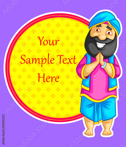 cartoon style Punjabi character illustration